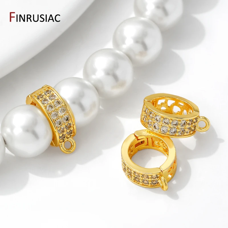 14/18K مطلية بالذهب النحاس الزركون قابلة للفتح قلادة بالات الكفالات السنانير DIY بها بنفسك قلادة كريستال العقيق مستلزمات صناعة المجوهرات #5