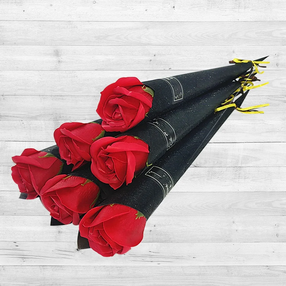 2025 Trend 10Pcs Single Rose Simulation Korean Rose Soap Flower Valentine's Day Gift Soap Roses Single Artificial Soap Flower