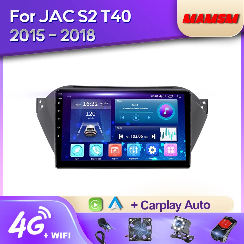 MAMSM Android 12 2K Car Radio For JAC S2 T40 2015 2016- 2018 Video Multimedia Bluetooth Player Navigation GPS 4G Carplay stereo