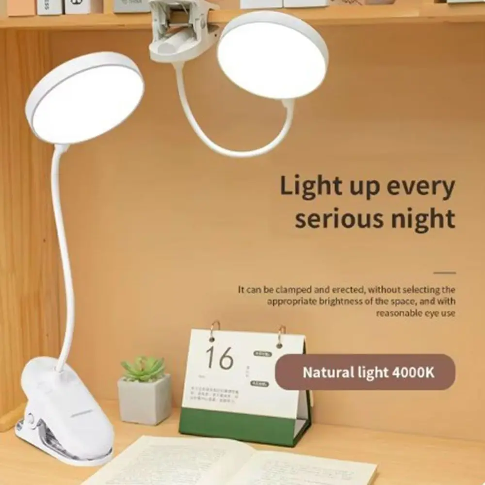 

USB Charging and Plugging Desk Lamps with Clip Eye Protection 3 Modes Dimming Reading Night Light LED Touch 360° Flexible