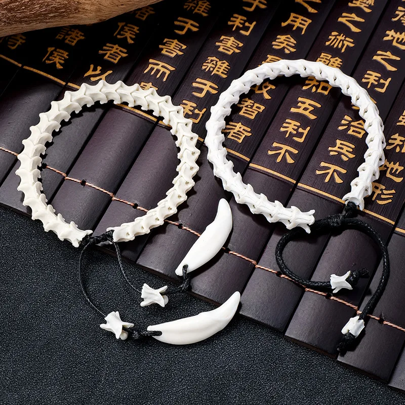 Fashion Snake Bone Beads Bracelet for Men Women Collectible Wenwan String Hip Hop Tide Statement Jewelry Gifts 5-8mm