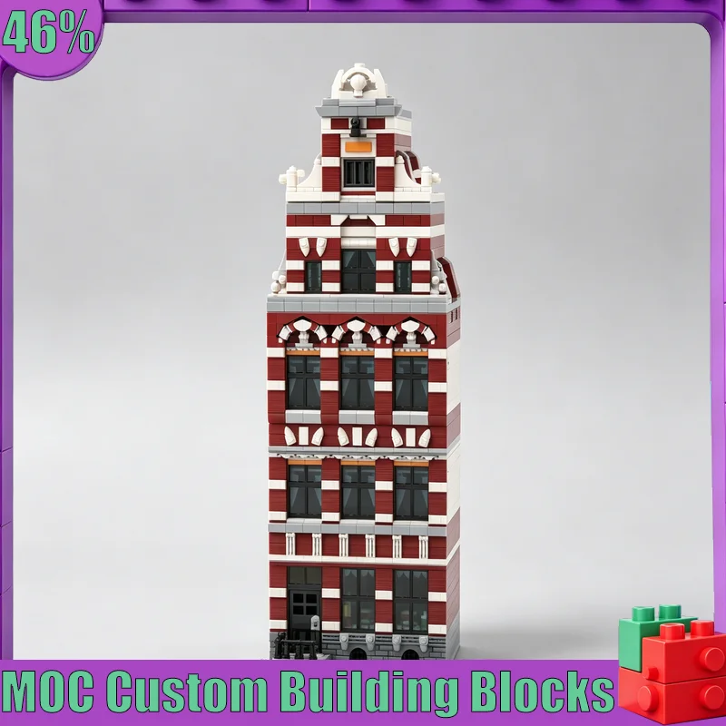 2090PCS Amsterdam Canal House MOC Custom Puzzle DIY Assembly Educational Creative Building Blocks Toy Collection Display Gifts
