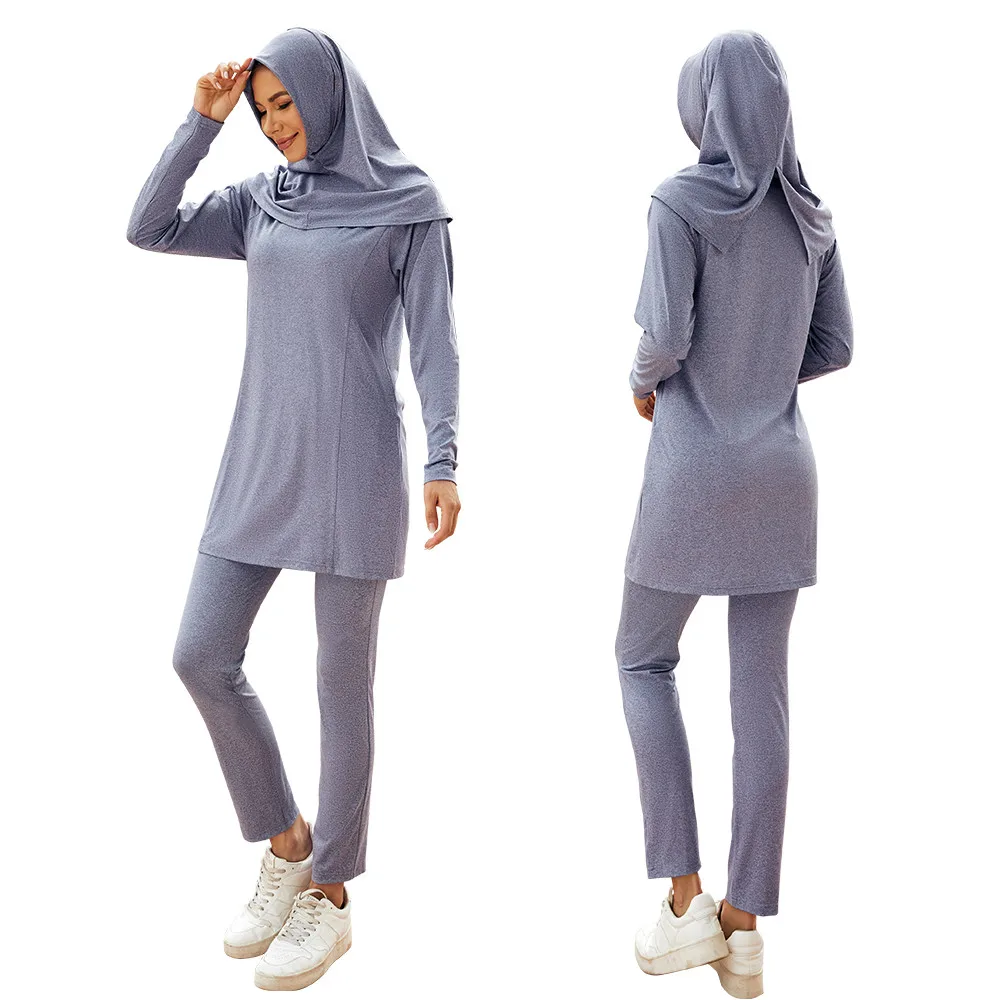 Muslim Swimwear Women Modest Hijab Long Sleeves Sport Swimsuit 3pcs Islamic Burkinis Wear Bathing Suit Swimming Beach Full Cover