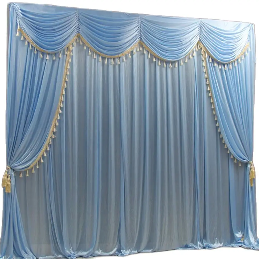 Tiffanly Blue 10ft*10ft Ice Silk Wedding Backdrops Curtain  Panels Wedding Stage Curtain Swag Drapes Background Decoration