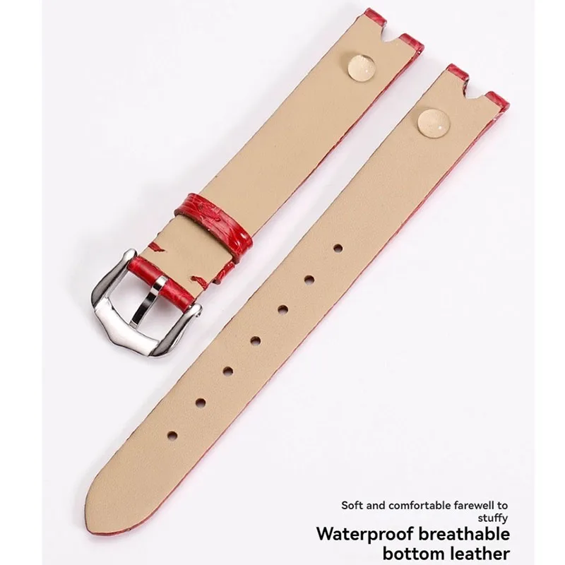 Per Omega Butterfly Fly cinturino per orologio alligatore 12mm cinturino dentellato 424.13.2 cinturino in pelle di coccodrillo nero bianco rosso