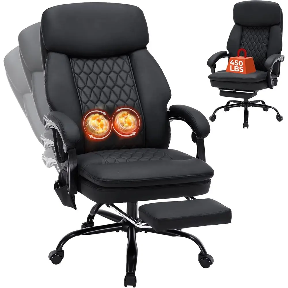 

Эргономичное массажное кресло Шиацу с 16 насадками и подставкой для ног, грузоподъемность 200 кг, идеально для домашнего офиса или интенсивного использования, черное