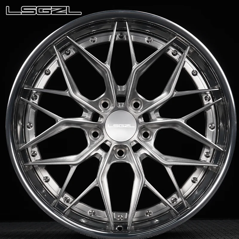 LSGZL Custom Two-piece Polished Brushed Concave Forged Wheel 6061-T6 Aluminum Alloy 5x120 5x114.3 5x127 5x130Passenger Car Wheel
