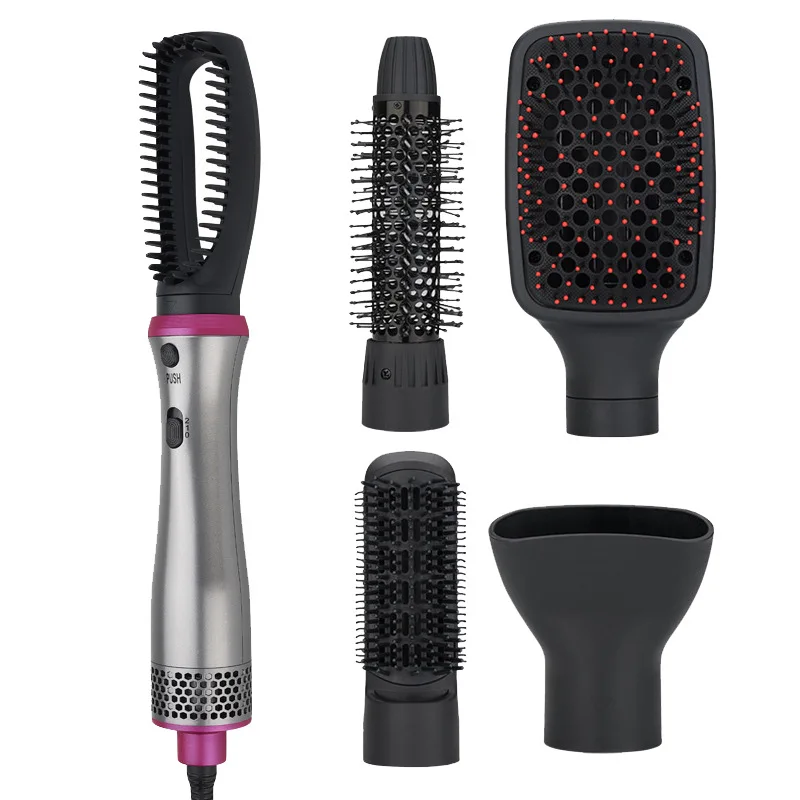 5-in-1 Multifunctional Hot Air Comb Portable Anti-scald Electric Comb Hair Straightener And Curler Replaceable Ioned Blower