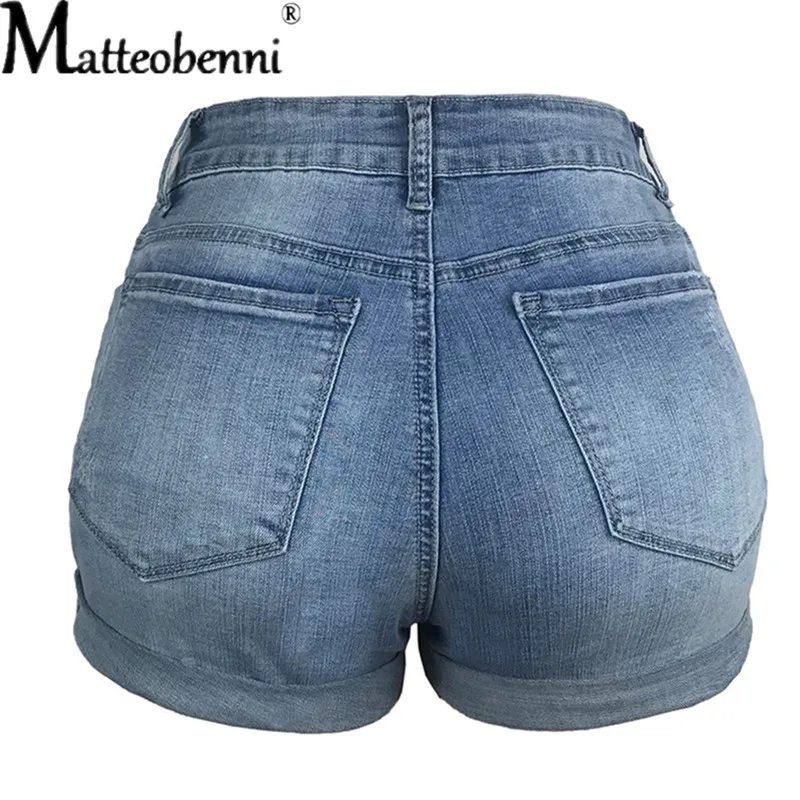 Shorts jeans de cintura alta rasgado feminino, calças femininas, jeans curto de bolso casual, buraco vintage, moda, verão, 2022