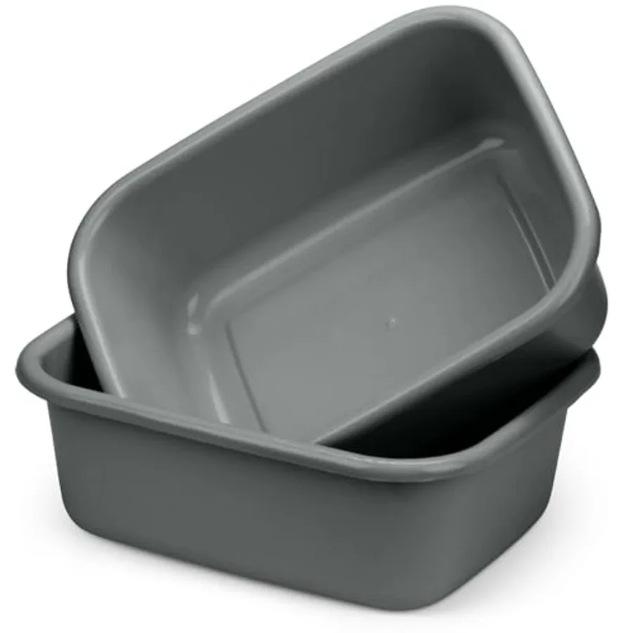 

2 Plastic Wash Basins, Large 10 Quart Graduated Bucket, Portable Washbasin for Washing, Cleaning, Feet Bath, Dishes, Face Clean
