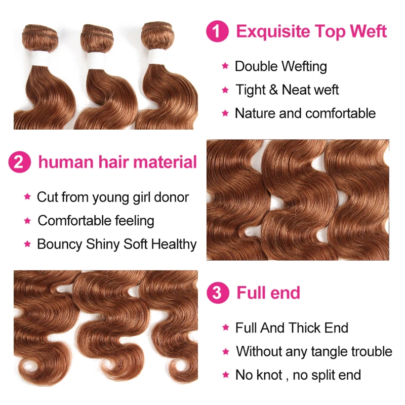 Body Wave Bundles Brazilian Hair Weave Bundles 8-26 Inches Brown Blonde Red Human Hair Bundles Remy Hair Extensions IJOY