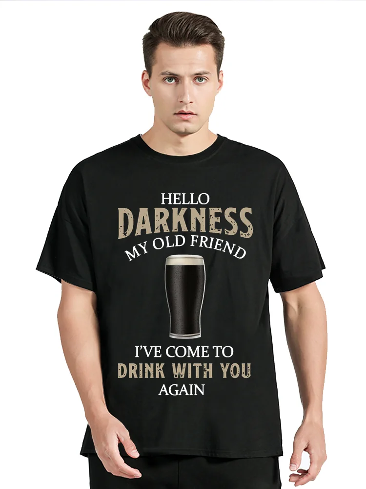 2025 nuevo modelo cerveza Alcohol borracho BBQ camiseta GUINESS Fans camisetas Hola oscuridad mi viejo amigo camiseta cuello redondo ropa de hombre Tops