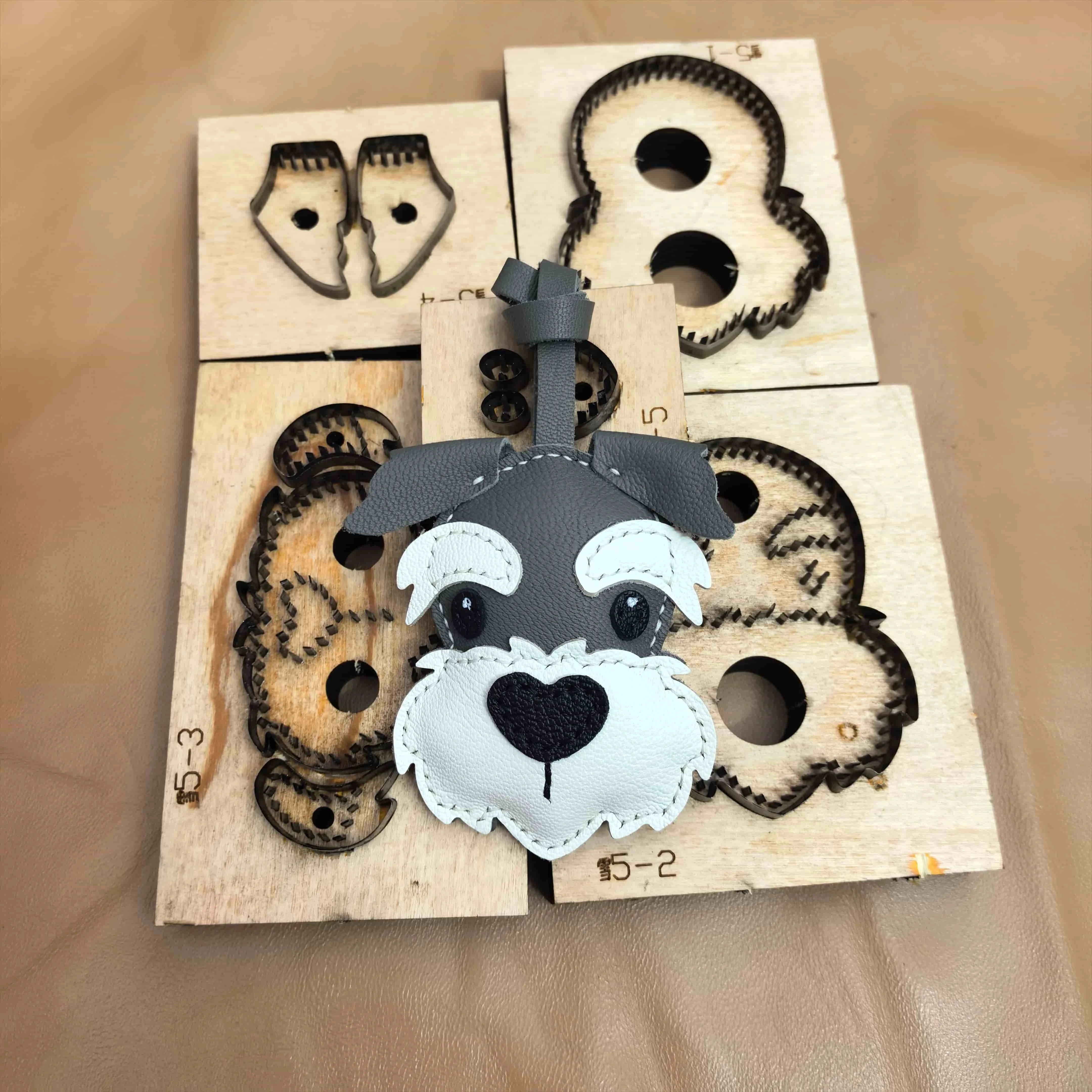 Schnauzer Dog Leather Bag Pendant Wood Cutting Die, Laser Custom Leather Craft Mold For Manual Cutting Machine