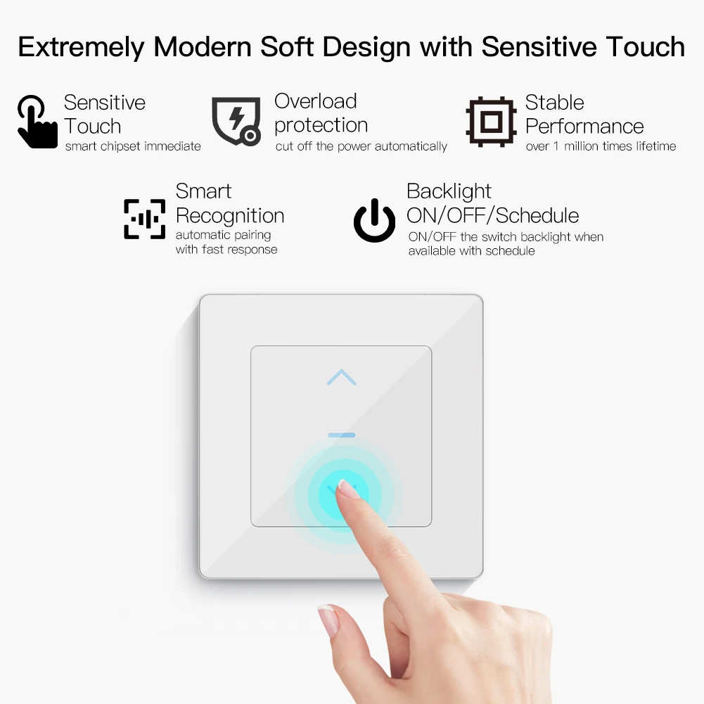 New WiFi Smart Curtain Switch Touch Design for Motorized Curtains and Roller Blinds work with Tuya Smart Life App Alexa Google