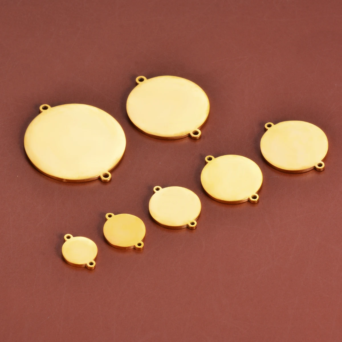 10pcs Stainless Steel Double Hole Round Discs Charm Jewelry Connection 10-30mm Accessories Pendant DIY Jewelry Making Bracelet