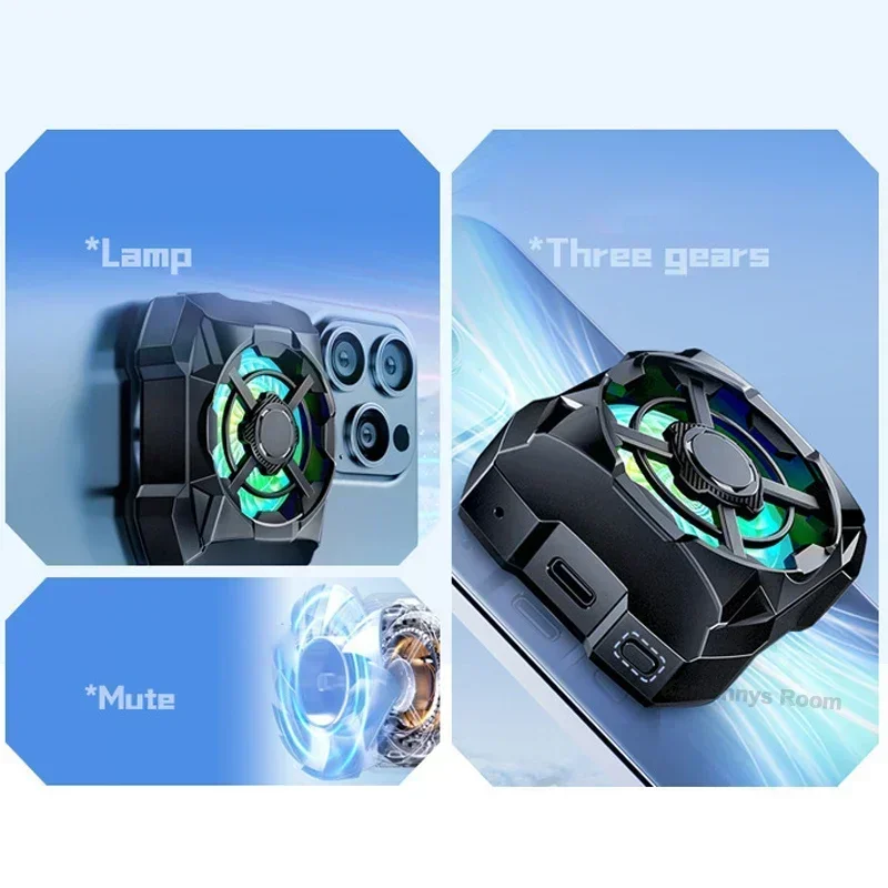 Uniwersalny chłodzik do telefonu komórkowego AL16, chłodzony powietrzem, magnetyczny wentylator chłodzący, radiator do iPhone'a, Androida, PUBG, 3 biegi regulacji, radiator odprowadzający ciepło — zdjęcie produktu 4