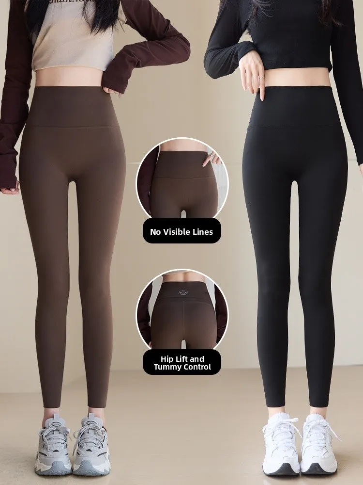 Hoch taillierte, mit Fce gefütterte, schlankmachende Yoga-Hose, Damen-Oberbekleidung, keine Peinlichkeit, Ss, Po-Lifting, elastische Leggings, enge Passform