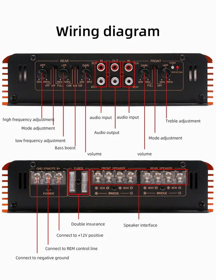 12 فولت سيارة مكبر كهربائي 4 قناة الصوت سيارة رقمية مكبر للصوت 6800 واط سيارة مضخم الصوت GM- 9800F #4