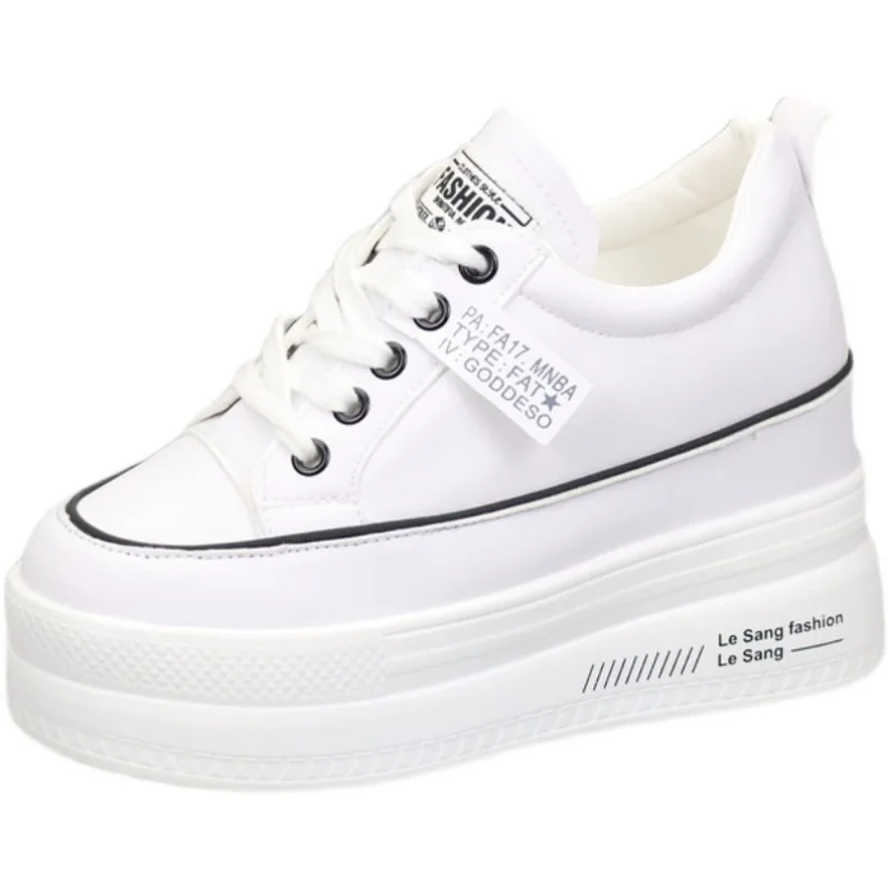 New Spring and summer fashion casual shoes women\'s high heels 10 cm thick base sneakers black white 34-40 platform shoes