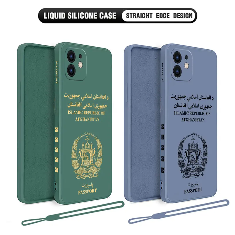 

Afghanistan Passport Phone Case For iPhone 15 14 13 12 11 Pro Max Mini X XR XSMAX SE 8 7 6S Plus Soft Liquid Silicone Cover