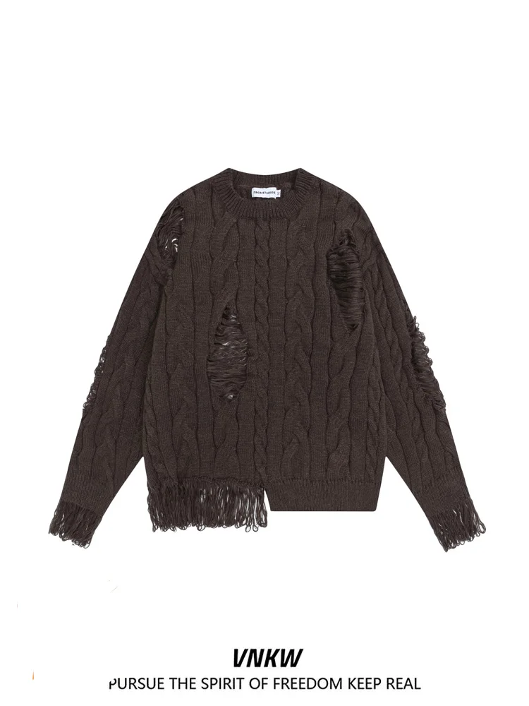 

Вязаный свитер с кисточками для мужчин и женщин, свободный крой, ленивый, осенне-зимний сезон, повседневная модная брендовая пара, модель среднего веса, длинный све