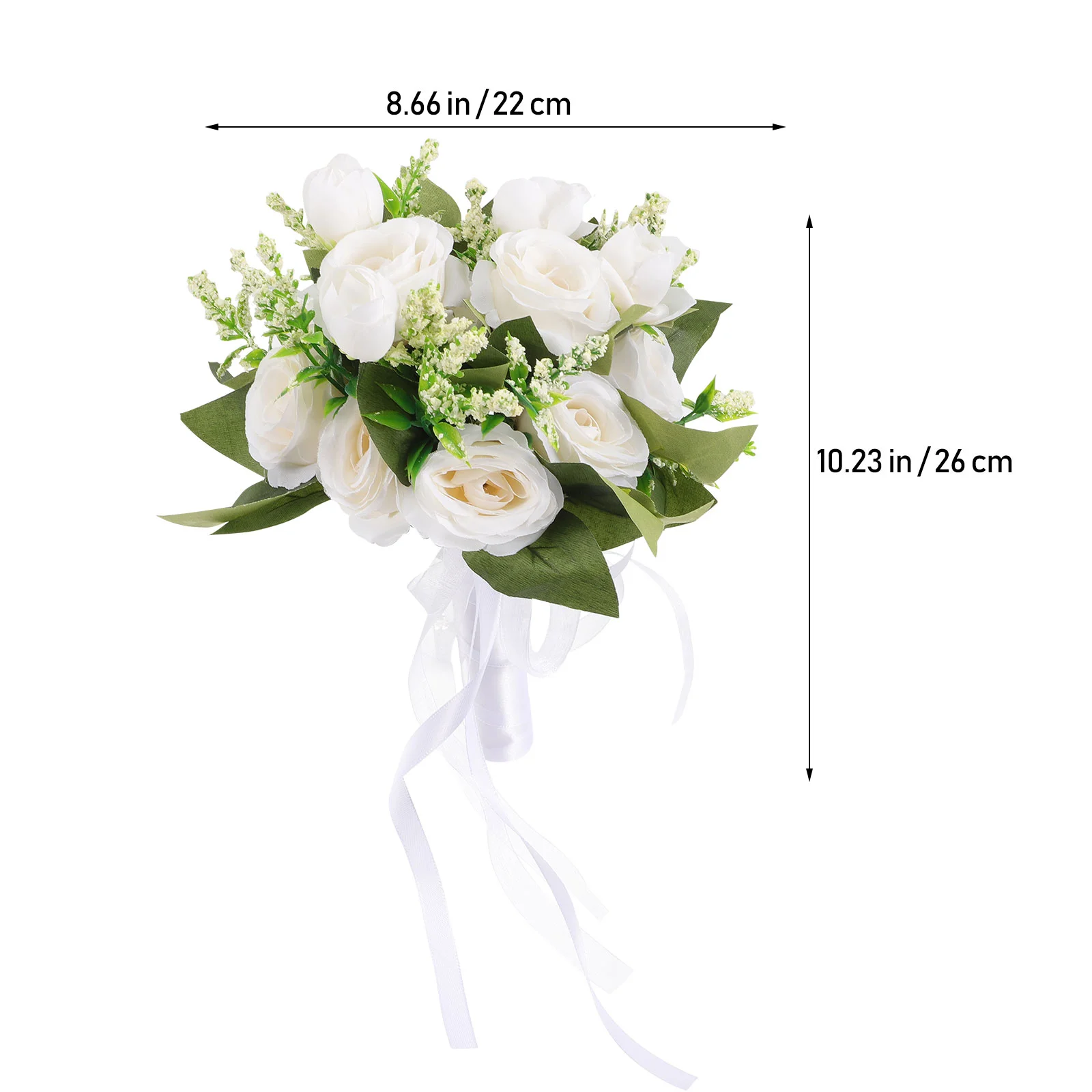 Bouquet da damigella d'onore Fiori finti da sposa Decorazioni di nozze invernali Artificiale bianco per