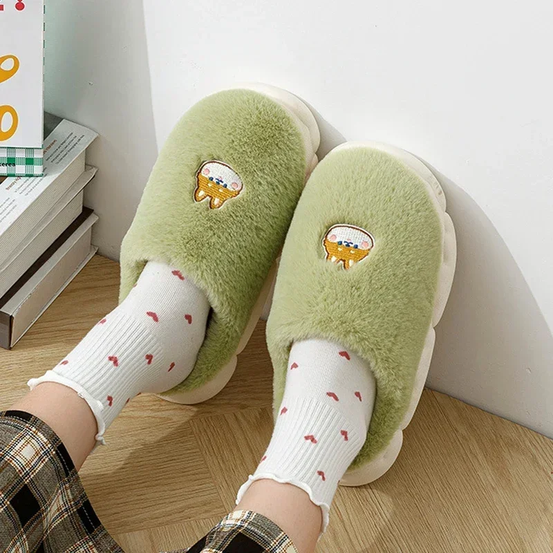 Fuzzy plush Warm Cloud Slipper Women Shiba inu slippers crocodile Winter astronaut House Indoor woman Non Slip Men Shoes Female