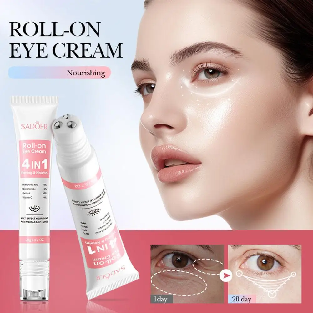 SADOER 4 In 1 Roll-on Firming Moisturizing Eye Cream Circle Moisturizing Care เซรั่มบํารุงรอบดวงตา 20g