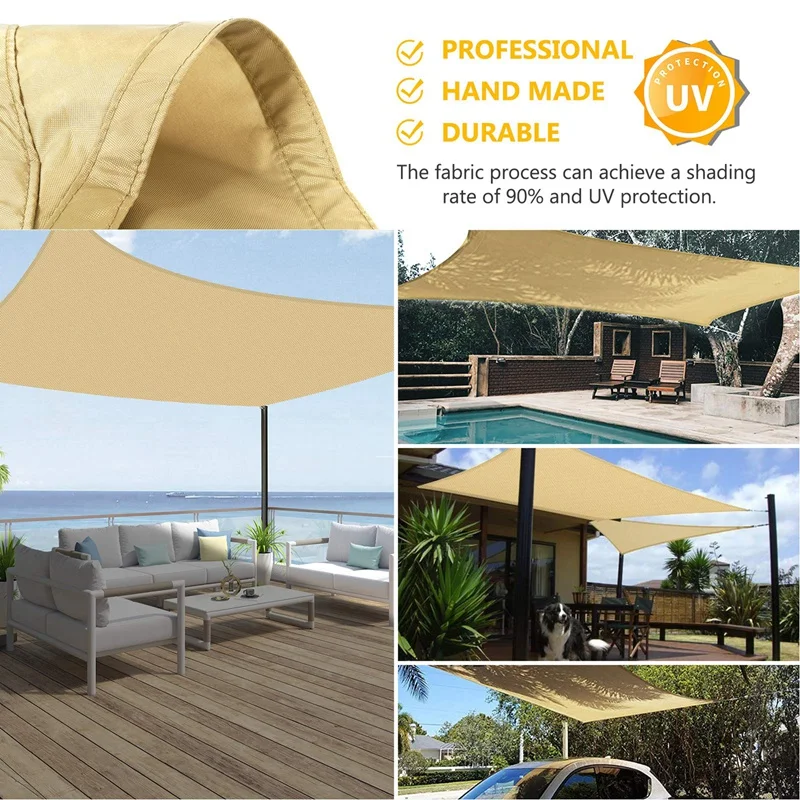 Sun Shade Sail, Rectangle 6.5 X 10Inch Sunshades Canopy, Sunrays Block Awning For Patio, Carport, Backyard, Garden, Sand