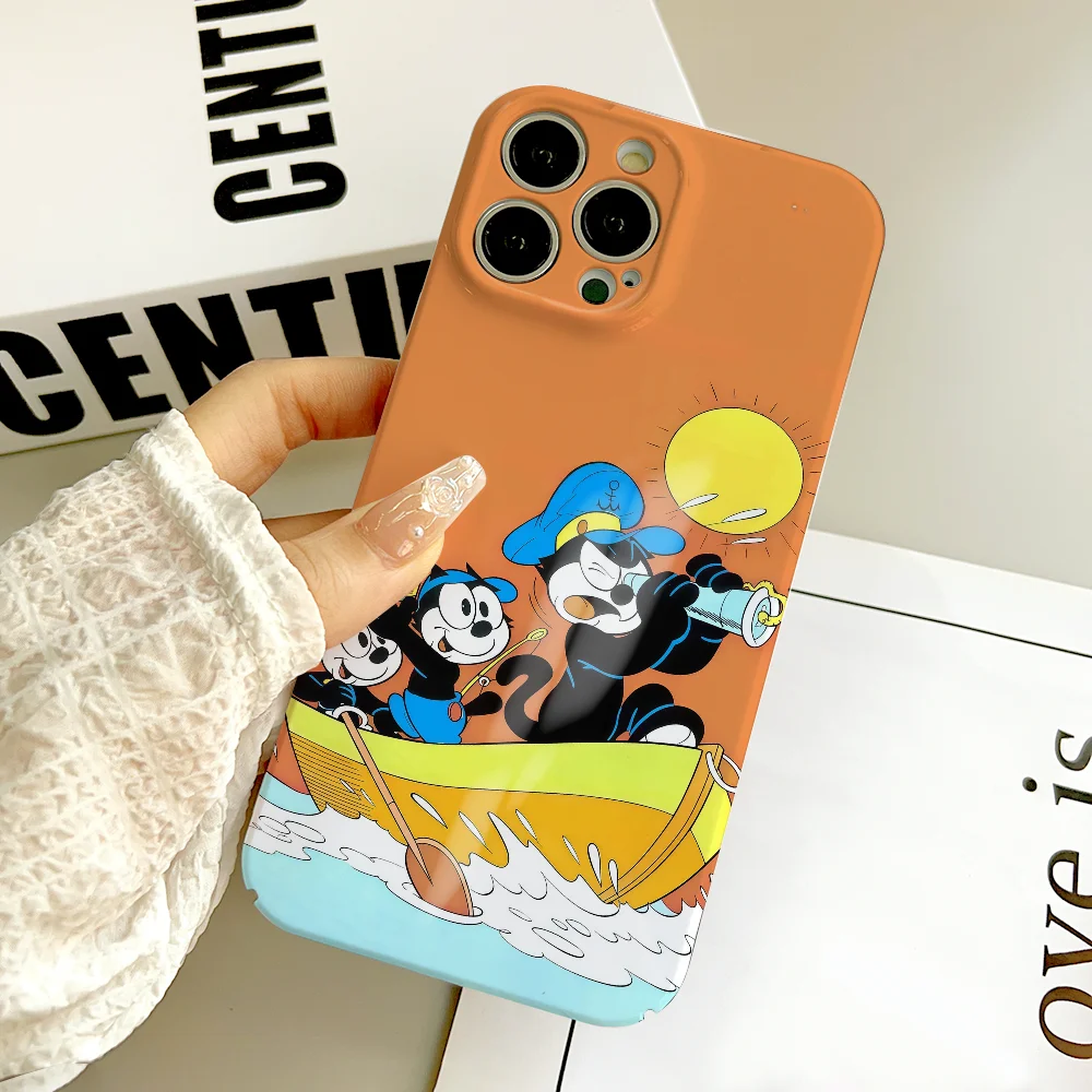Custodia per telefono F-Felix the C-Cat simpatico cartone animato FUNDA per IPhone 17 16 15 14 13 12 11 Plus Pro Max Mini Pellicola rigida HD lucida