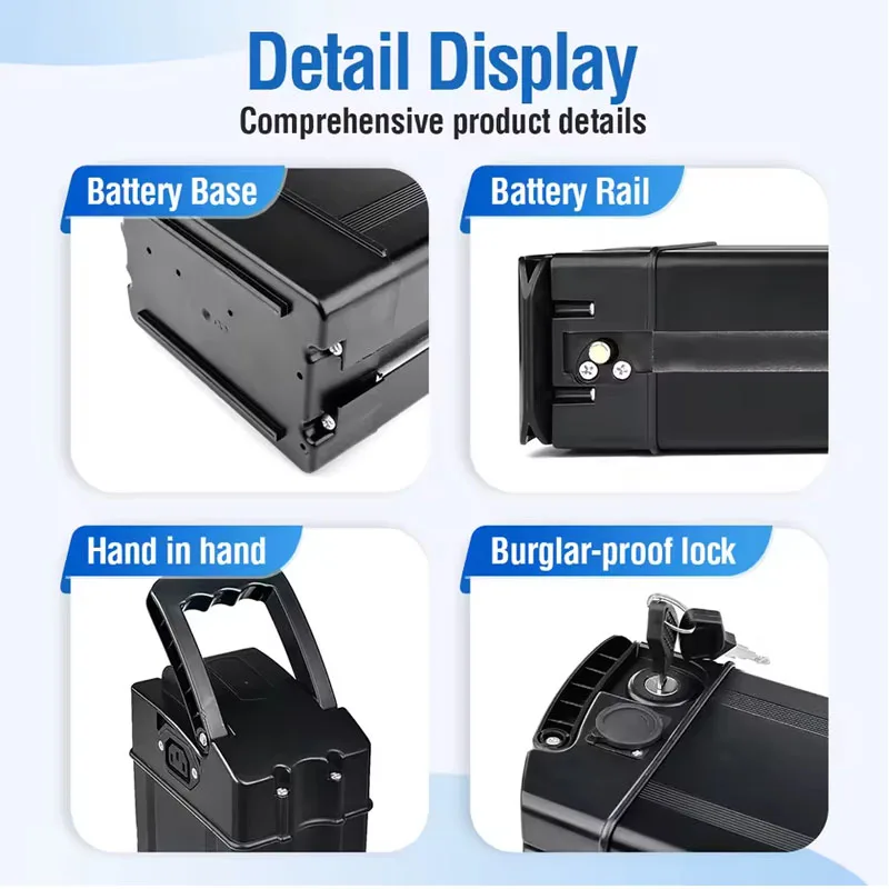 Haiba internal frame ebike replacement battery pack showing key lock and carry handle