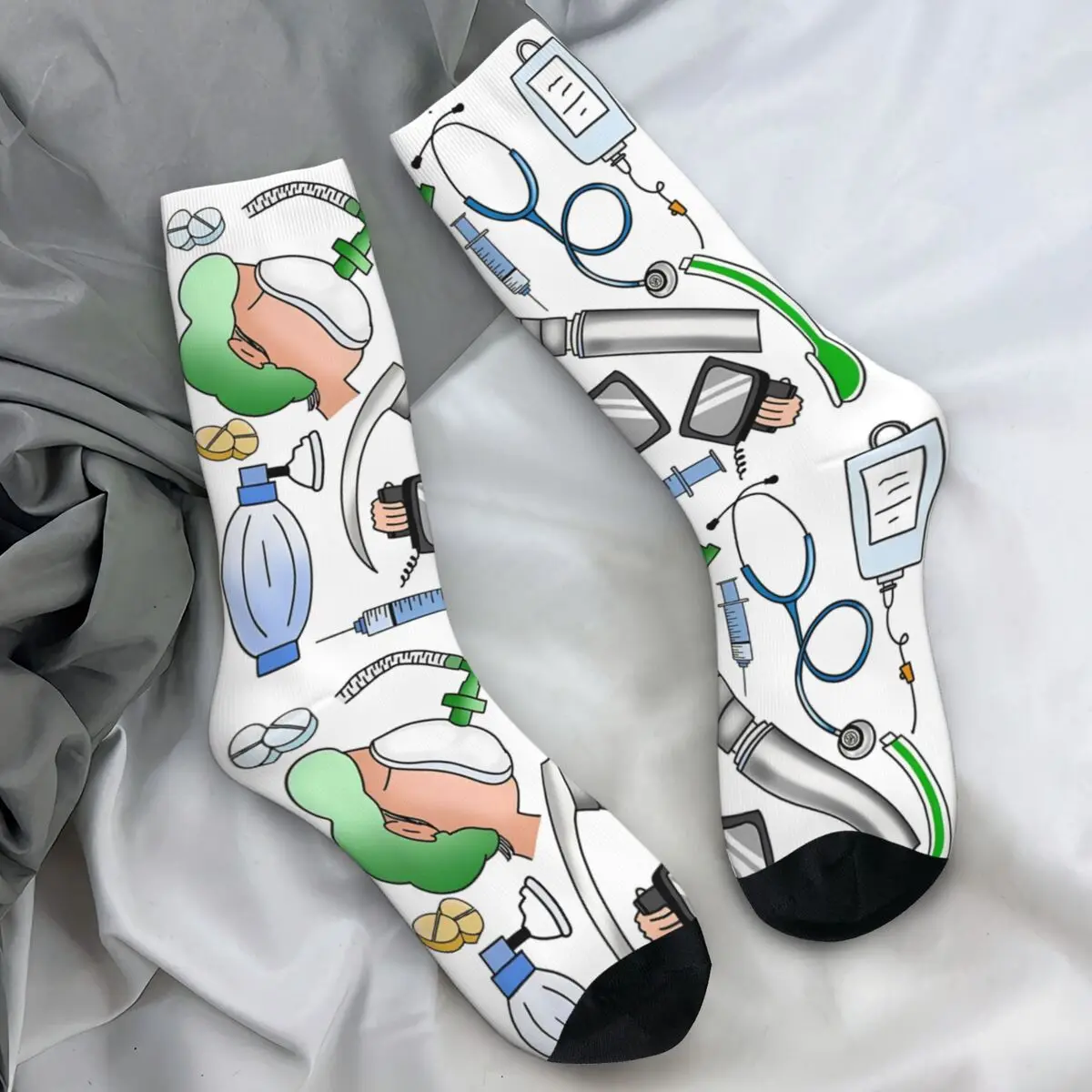 Anesthesia Medical Theme Cartoon Pattern Socks Spring Stockings Unisex Men Quality Socks Graphic Skateboard Anti Skid Socks