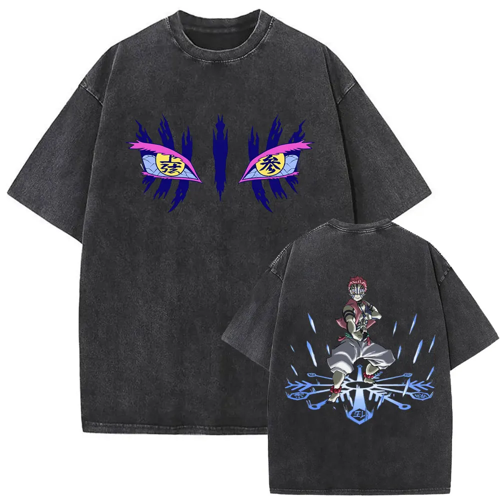 

Washed Vintage Anime Demon Slayer Akaza Merch 2025 T-shirt Men Women Clothing Cartoon Fashion Oversized Short Sleeve T Shirts