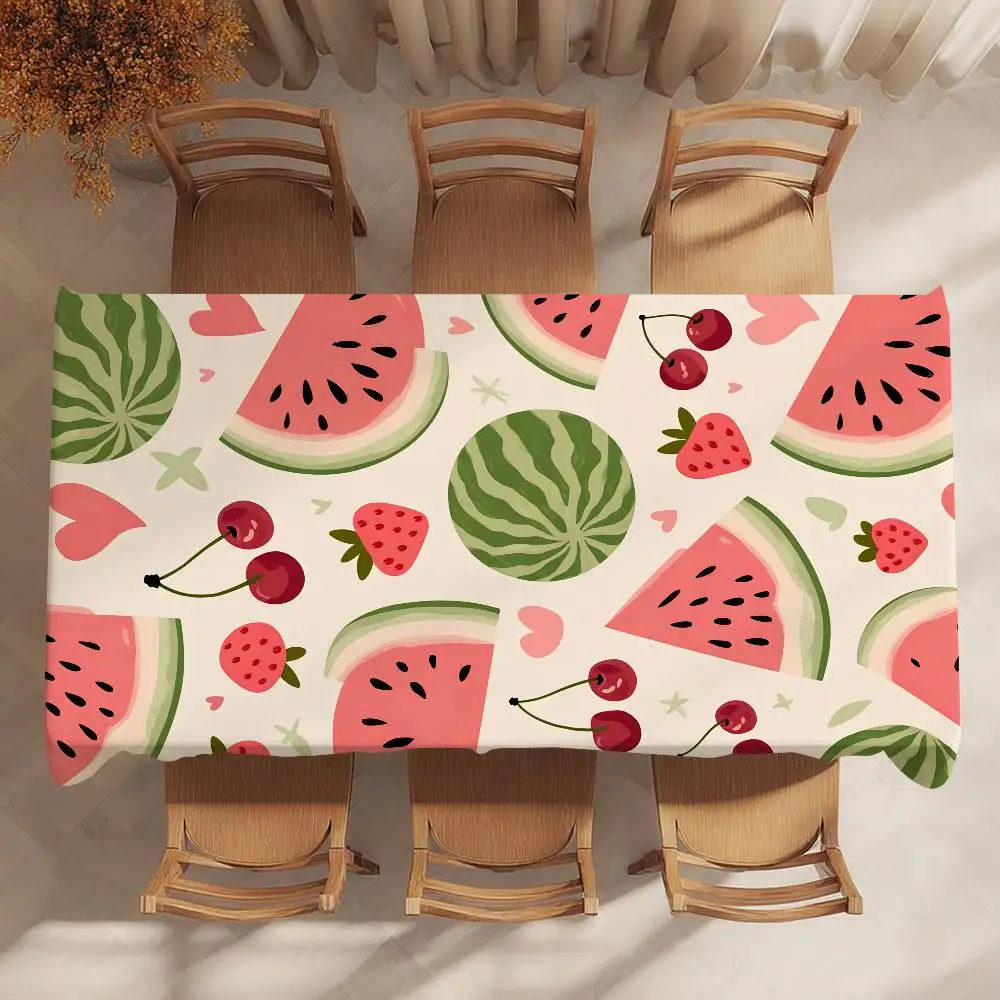 Pink Watermelon Fruit Table Cloth Party Decor Dining Room Home Kitchen Patios Waterproof Stain-Proof Table Cloth