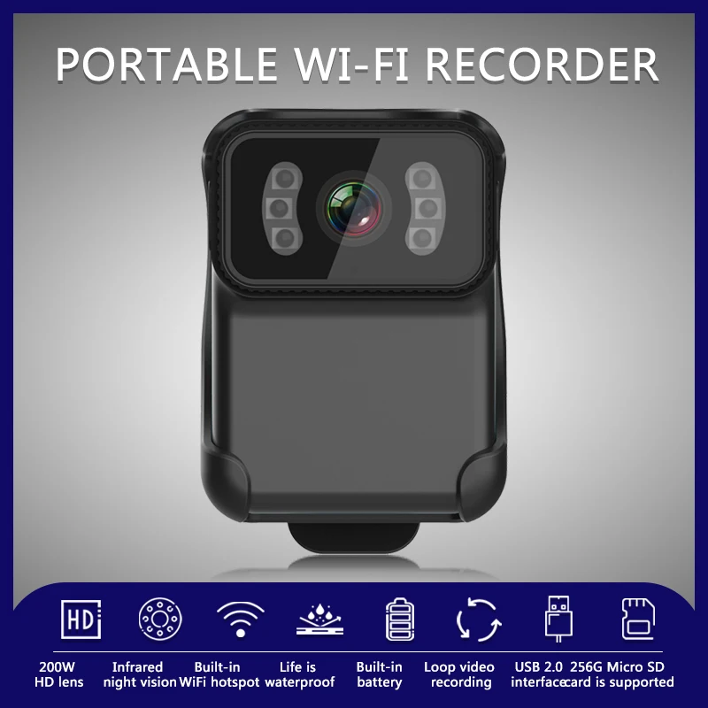

CS02 1080P HD Portable Sports Mini Camera with Hotspot WiFi Camera Outdoor Sports dv Camera Motorcycle and Bike Driving Recorder