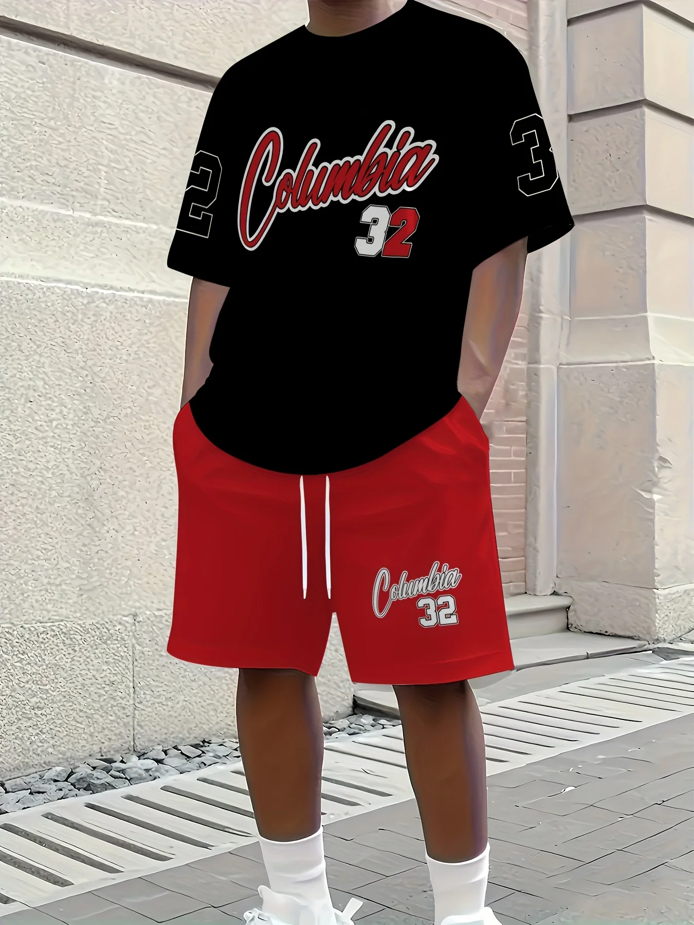 

2025 Summer Men's No. 32 Printed Casual Trend T-Shirt Shorts Set Breathable Quick-Drying Comfortable Sports Men's Suit Clothing