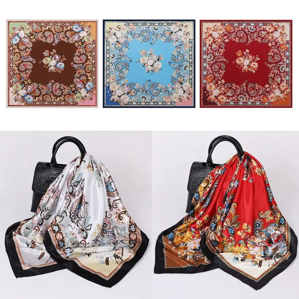 

Fashion Square Silk Scarf Shawl Wrap Comfortable Soft Hijab Multifunctional Skin Friendly Headband For Spring Summer Autumn