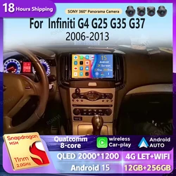 android 15 Carplay Auto 2K Screen Car Radio BT Multimedia Player For Infiniti G4 G25 G35 G37 2006 - 2013 2 din Autoradio Stereo