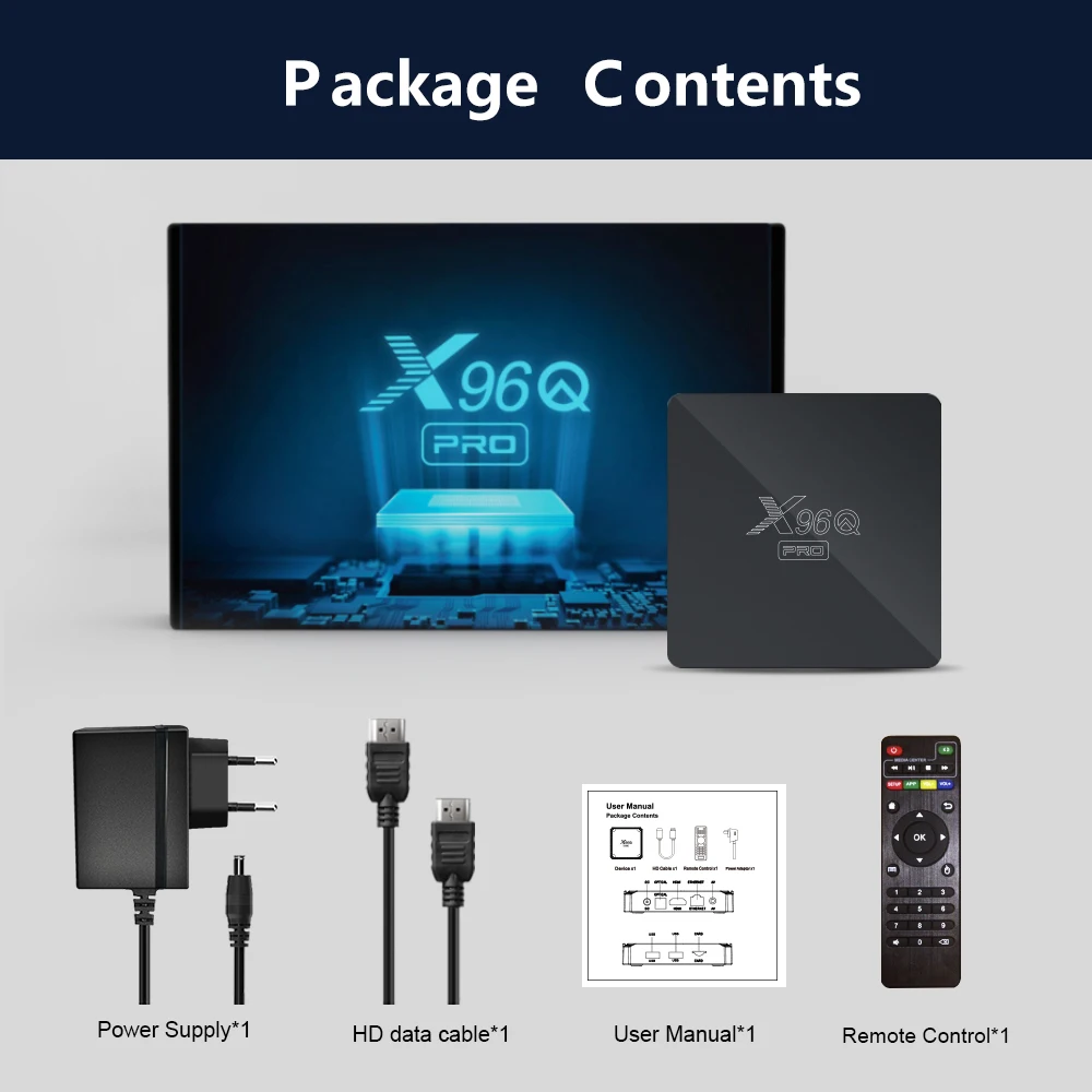 X96Q PRO Android 10 Smart TV BOX Allwinner H313 Quad Core  2.4G WIFi HDR10 4K 2GB 16GB Media Player Voice Assistant Set Top Box