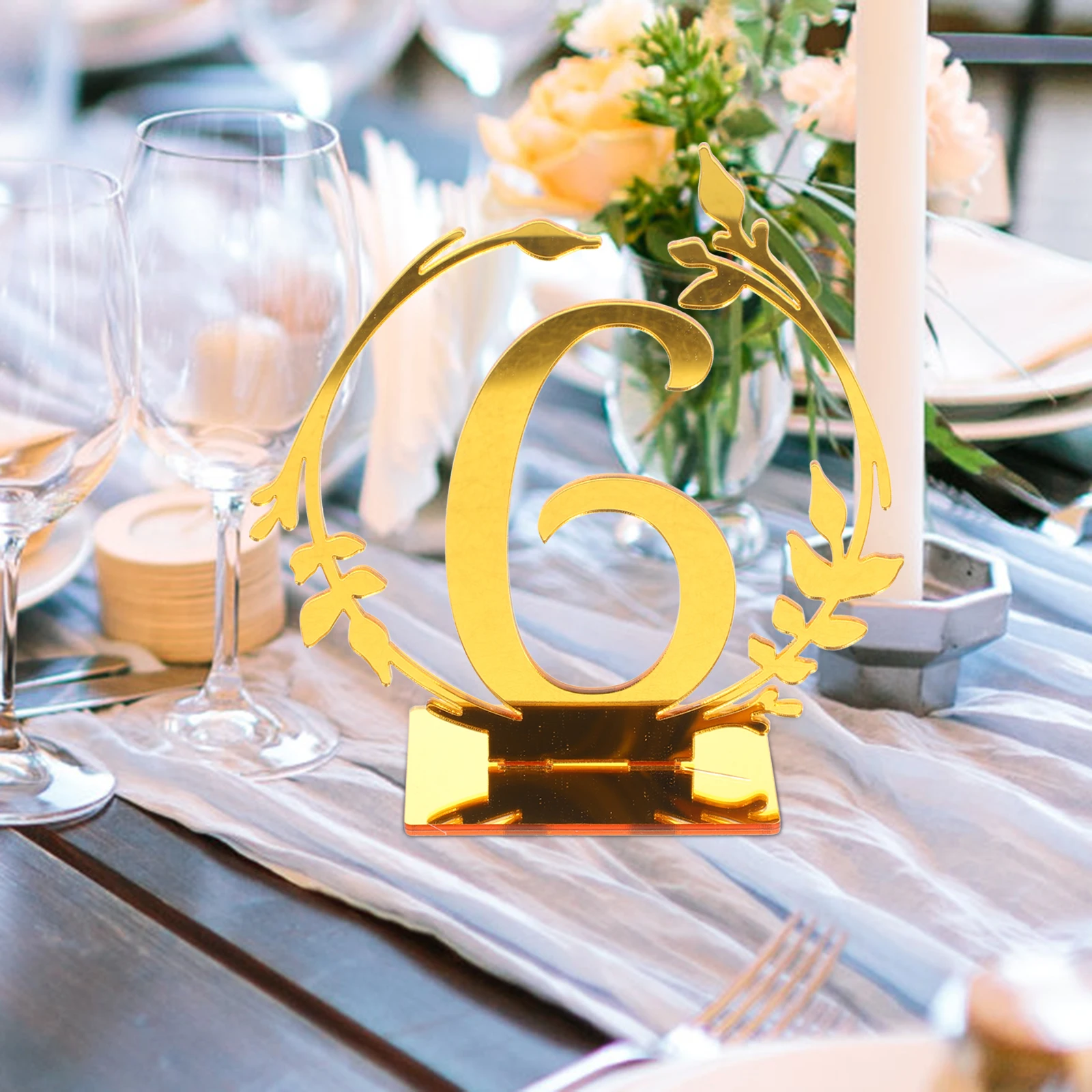 

20 Pcs Elegant Acrylic Table Number Signs for Wedding Banquet Decor Reusable Smooth Material Golden Color Numbers 1 20