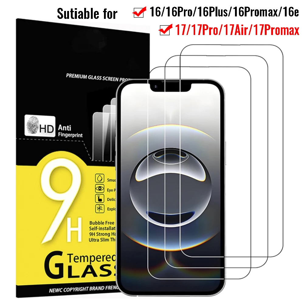 

Tempered Glass Screen Protector for IPhone17/16 Pro Max 17Air HD Clear Anti-Scratch Protective Film for IPhone 17 Pro Max 16Plus