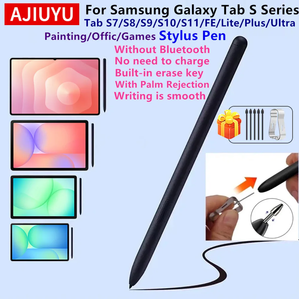 

Стилус AJIUYU для Samsung Galaxy Tab S7 S8 S9 S10 S11 FE Plus Lite S8/S9/S10/S11 Ultra, стилус S Pen без Bluetooth