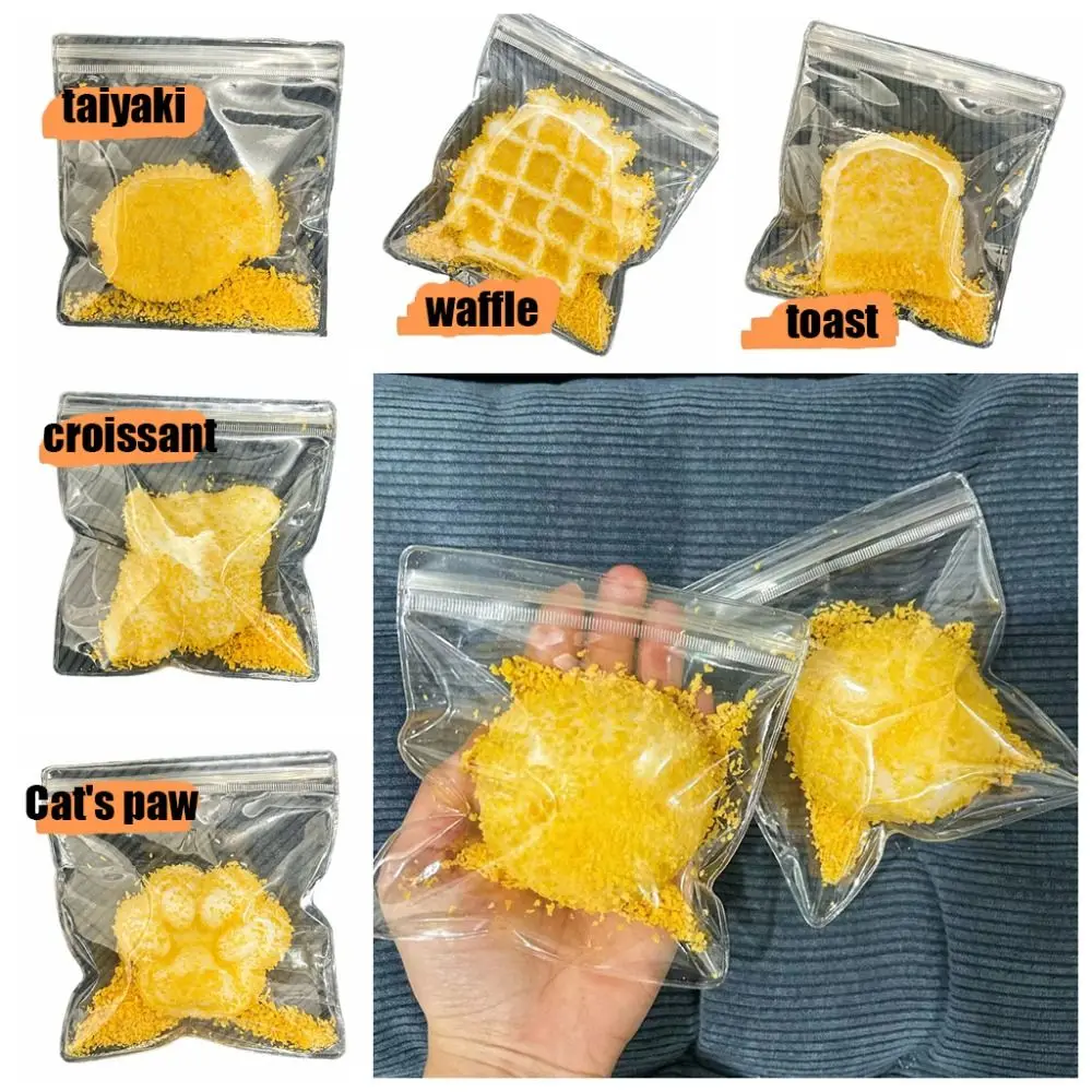 Cat Paw Fried Food SqueezeToy Fried Meatball Toast Simulated Food Toy Croissant Interesting TPR Squeeze Toy Children Gifts