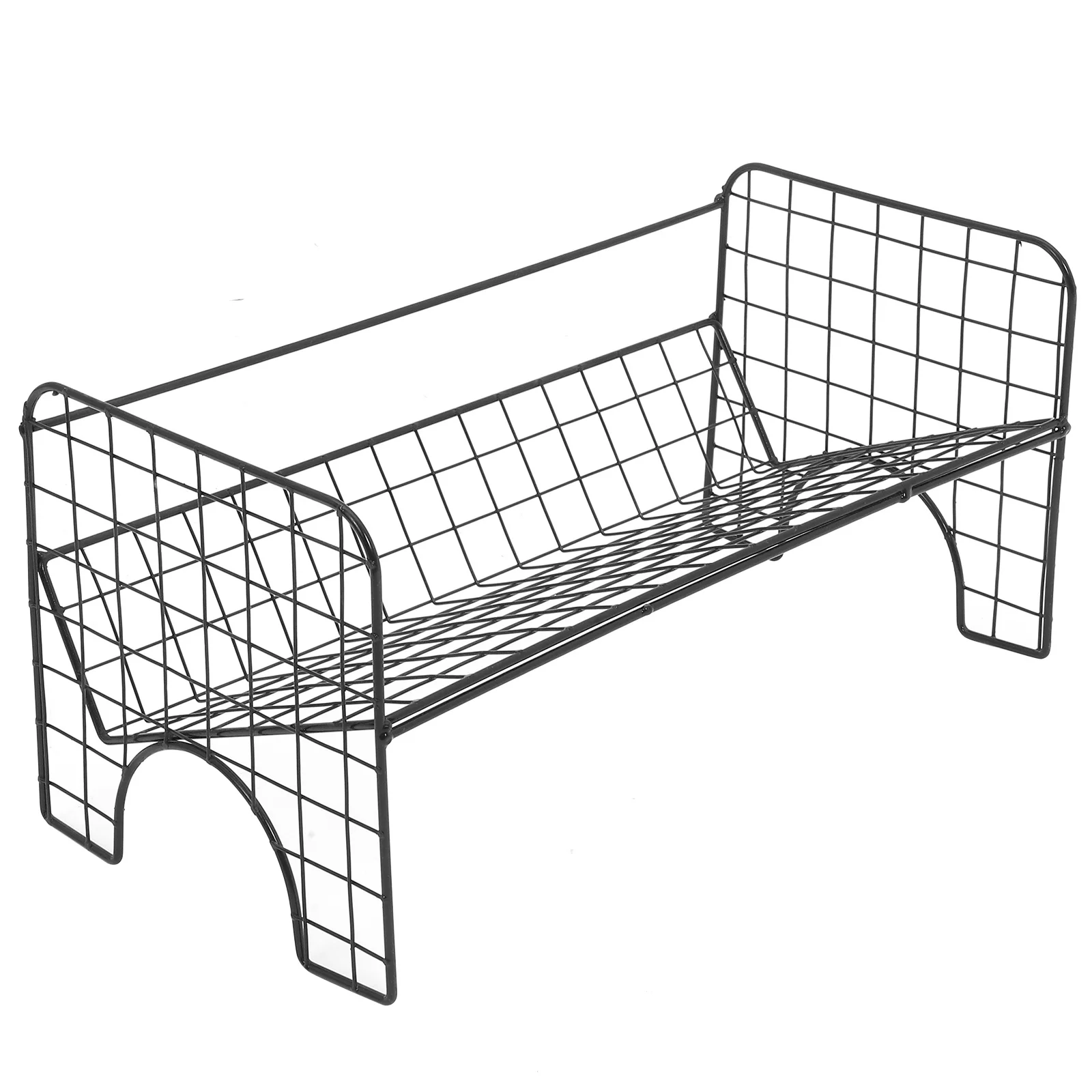 

Desktop Iron Bookshelf Compact Metal Magazine Holder Multi-Function Record Display Stand Stable Structure Retro Design