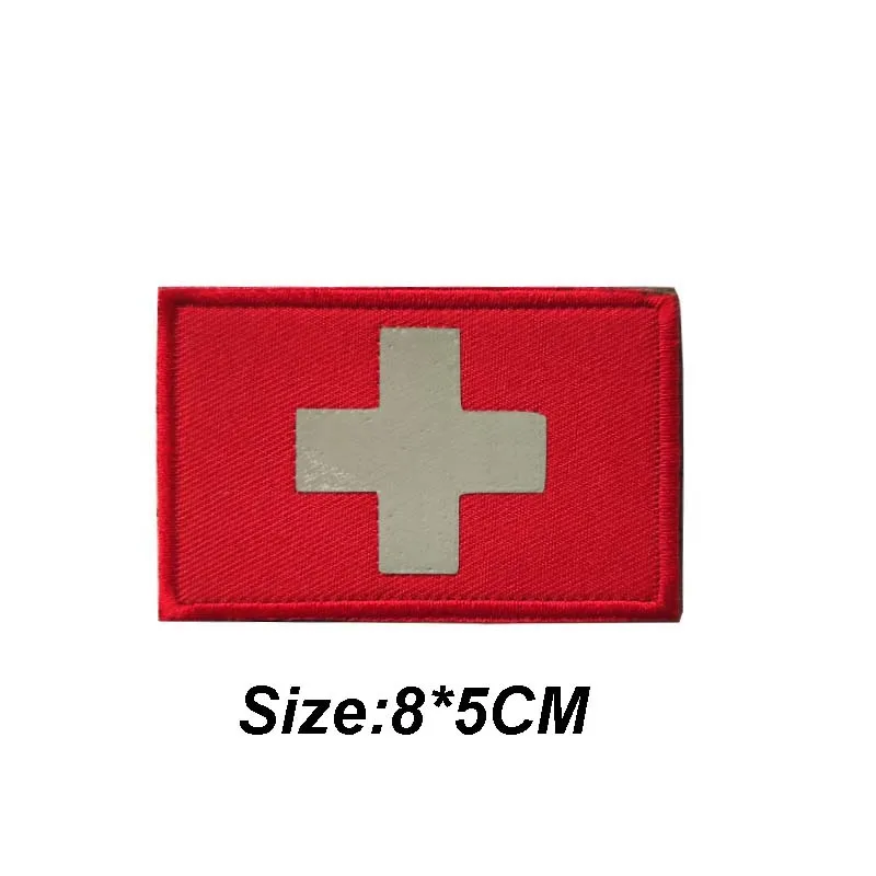 2 Stück Medizinische Notfall-Aufnäher mit Rotkreuz-Emblem, IR-reflektierende Patches, Schweizer Flaggen-Applikation für Kleidung, Militär-Armband, Taktische Abzeichen – Detail 6