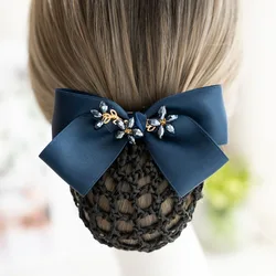 New Ribbon Bow Hairgrips Hair Bun Cover Barrettes Net Snood Hairnet Decor for Women Office Dance Accessories Hair Clip Mesh Gift