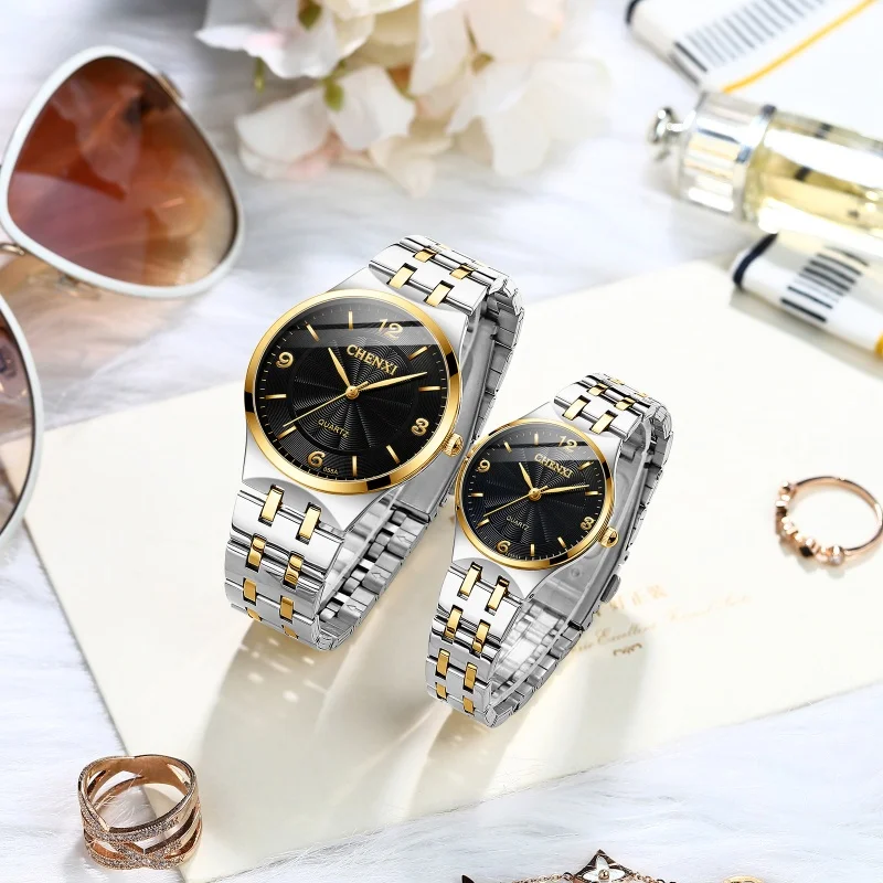 CHENXI-reloj de cuarzo para hombre y mujer, cronógrafo de pulsera, sencillo, fino, resistente al agua, informal, de negocios, para amantes de la moda, 055A