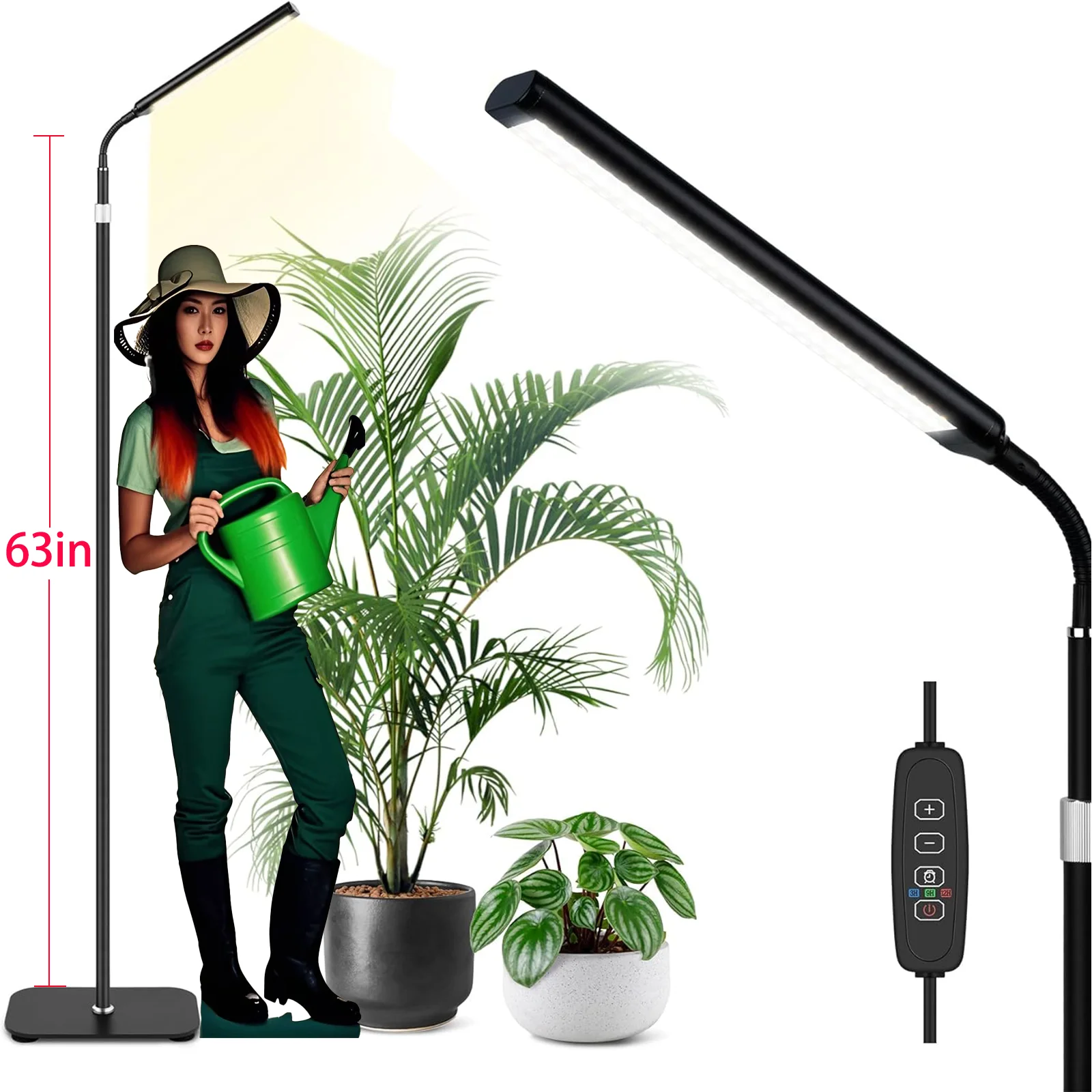 

Grow Light,Grow Lights for Indoor Plants Full Spectrum,63 Inches Height Adjustable,Timer 3/9/12H,for Indoor Growing Seedding