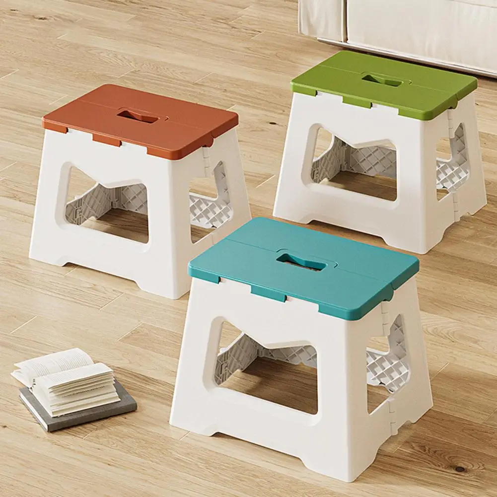 Foldable Step Stool with Handle, Multifunctional Plastic Footstool for Kids & Elderly, Portable Seat Cushion for Home Storage