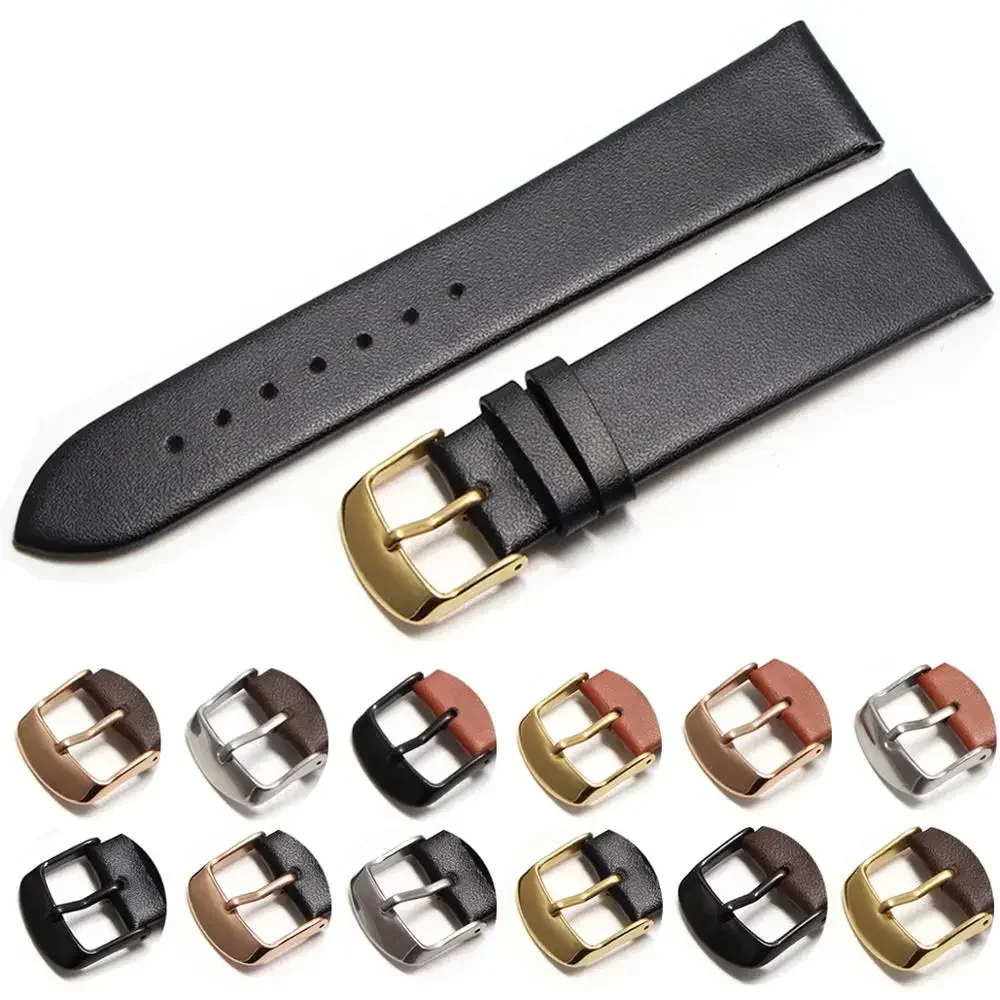 Rindsleder-Uhrenarmband Echtes Leder 18mm 20mm 22mm Dünner Glatter Uhrenriemen Geeignet für Smartwatches